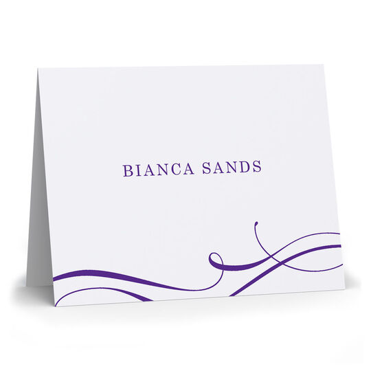 Elegant Flourish Folded Note Cards- Raised Ink